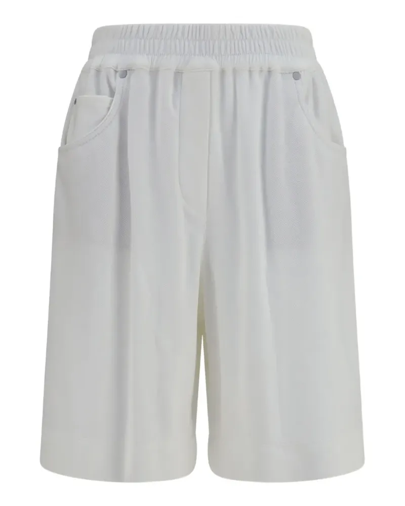 Brunello Cucinelli elasticated-waistband cotton shorts - Weiß Weiß