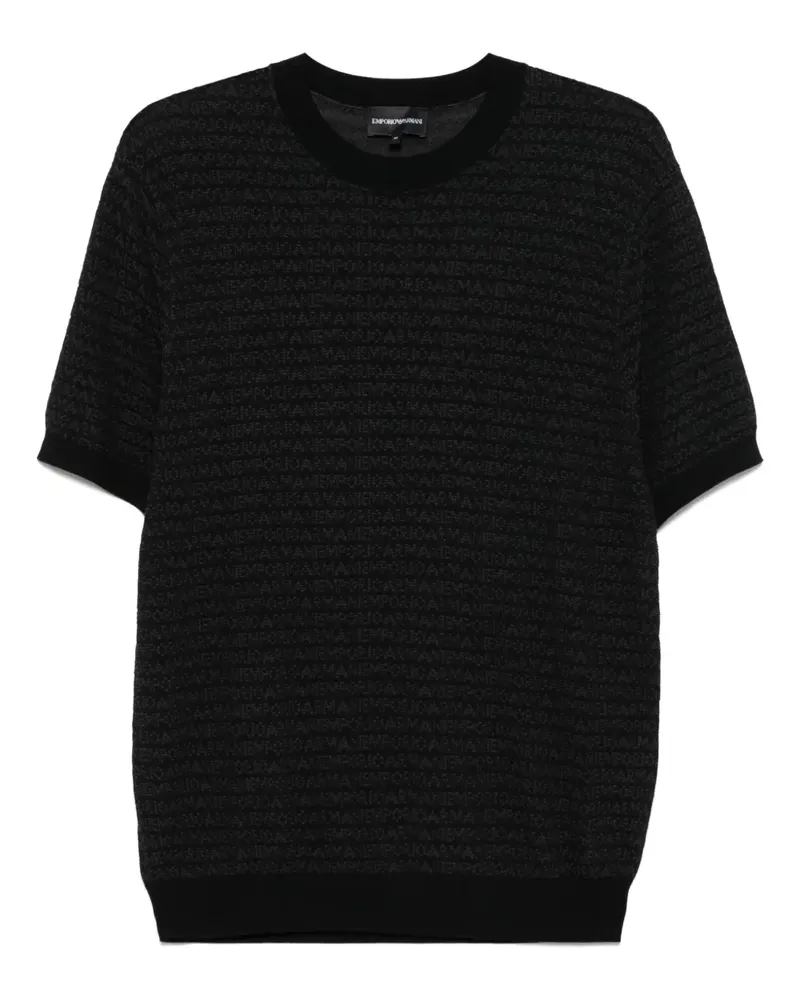 Emporio Armani T-Shirt mit Intarsien-Schriftzug - Schwarz Schwarz