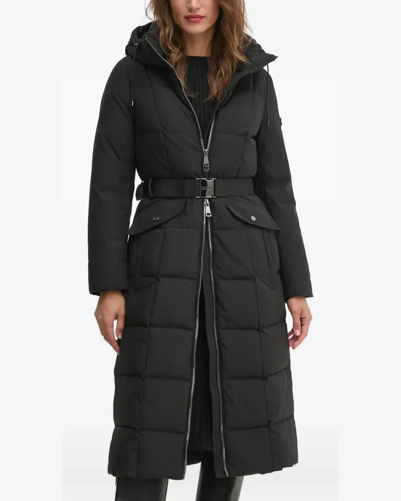 DKNY belted hooded coat - Schwarz Schwarz