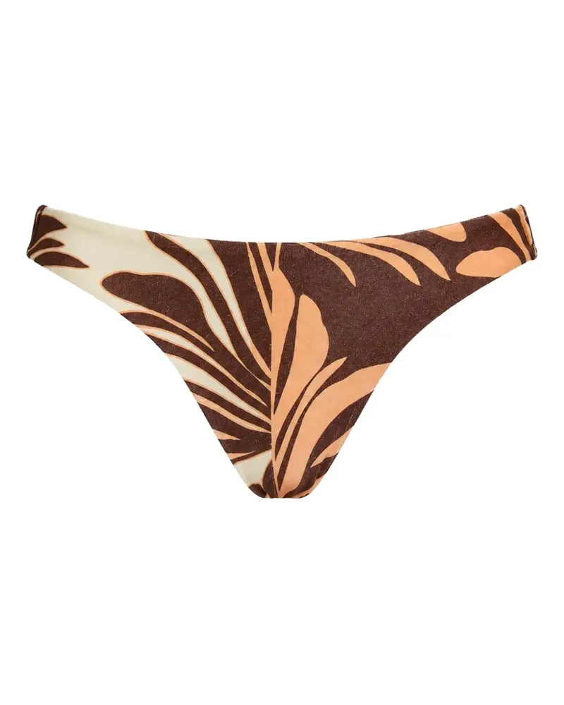 JETS Australia Dahlia Bikinihöschen mit Blatt-Print - Braun Braun