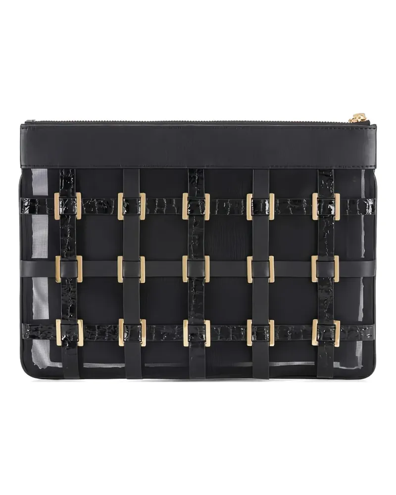 Elisabetta Franchi ring-details clutch bag - Schwarz Schwarz