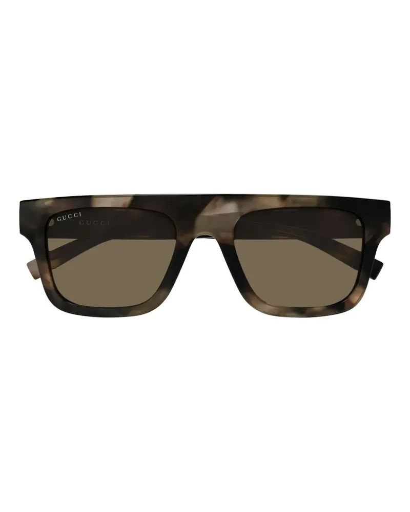 Gucci Eckige Sonnenbrille in Schildpattoptik - Grau Grau