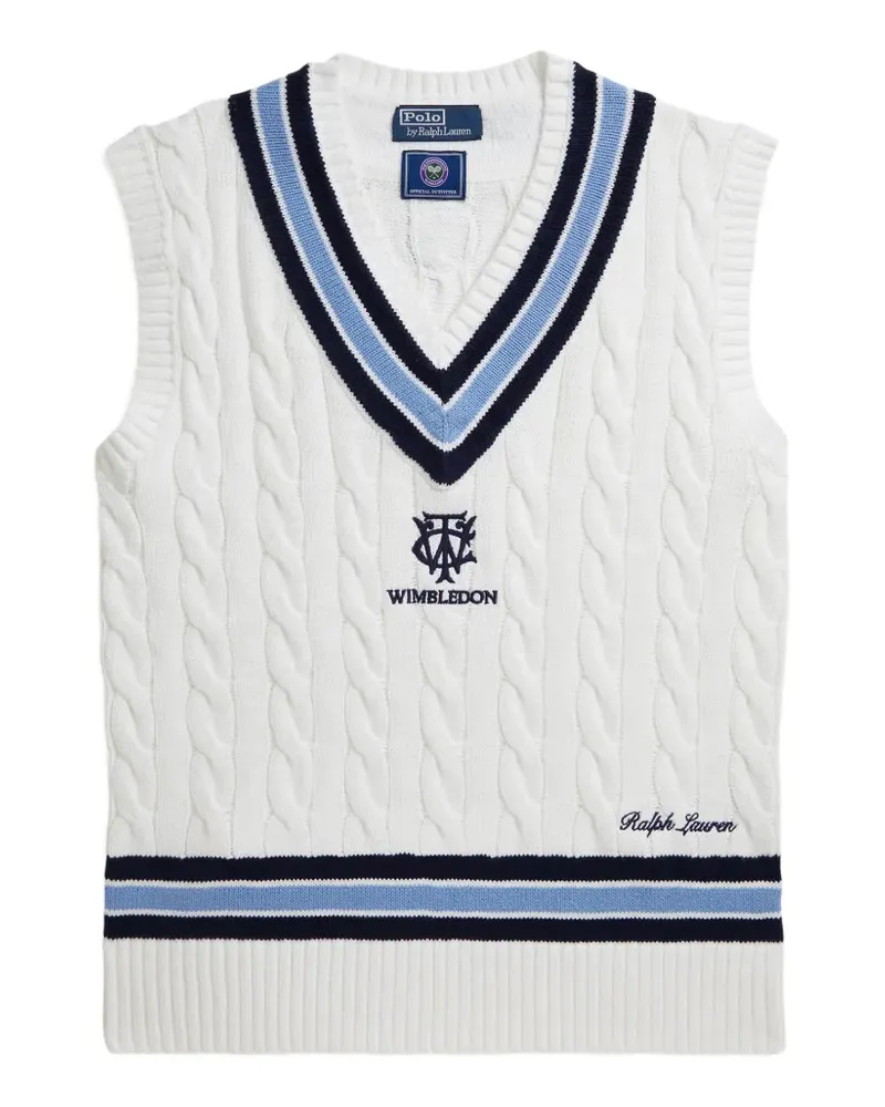 Ralph Lauren Wimbledon Pullunder mit Zopfmuster - Weiß Weiß
