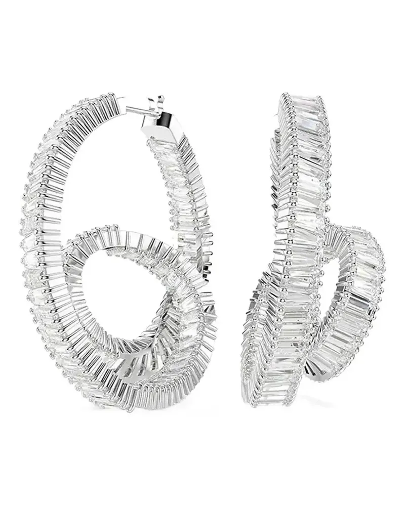 Swarovski Matrix Creolen mit Baguetteschliff - Silber Silber