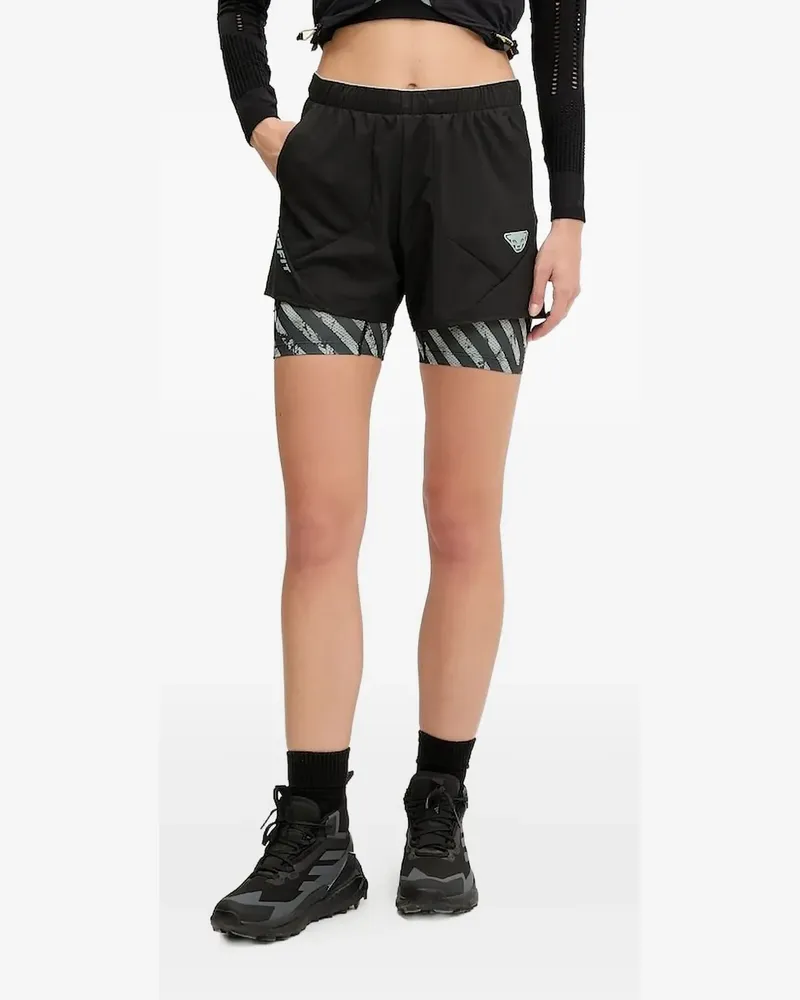 Dynafit Lauf-Shorts im Layering-Look mit Logo - Schwarz Schwarz