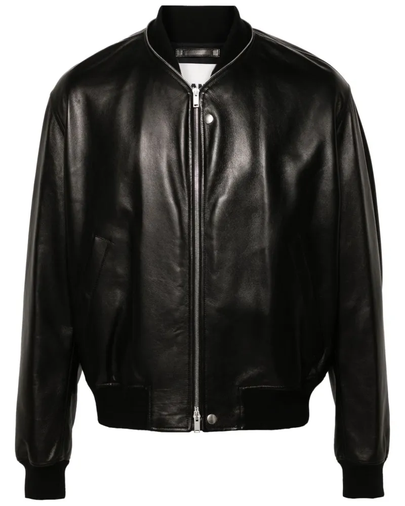 Jil Sander Bomberjacke aus Leder - Schwarz Schwarz