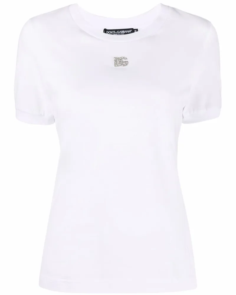 Dolce & Gabbana T-Shirt mit Logo-Schild - Weiß Weiß