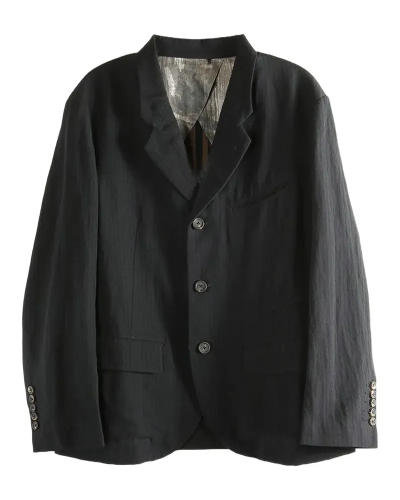 Ziggy Chen single-breasted crinkled jacket - Schwarz Schwarz