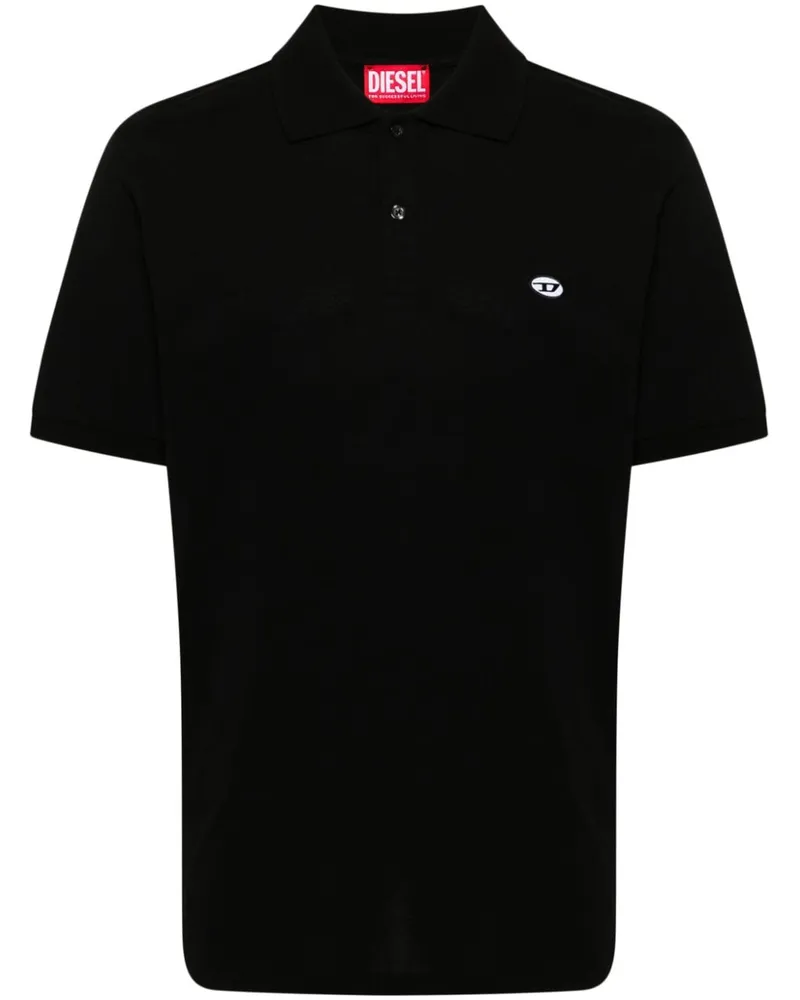 Diesel Poloshirt mit Logo-Patch - Schwarz Schwarz