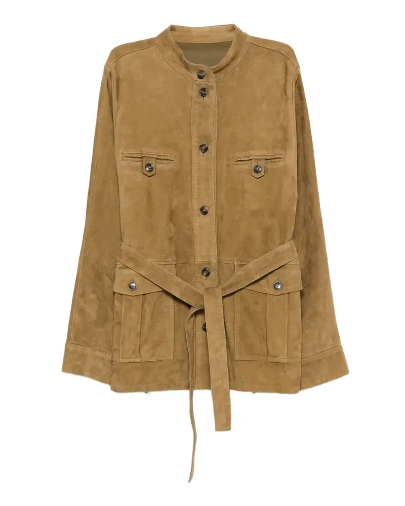 Yves Salomon belted suede jacket - Braun Braun
