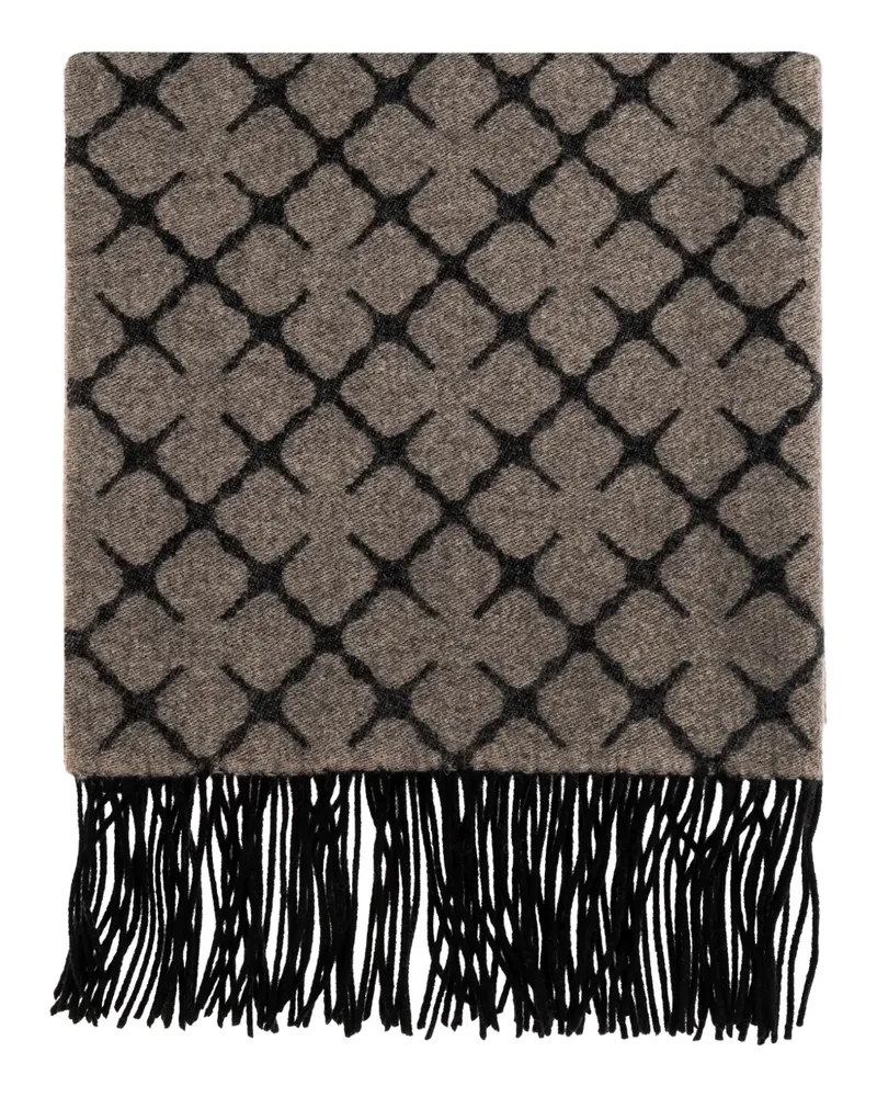 By Malene Birger geometric-pattern fringed scarf - Nude Nude