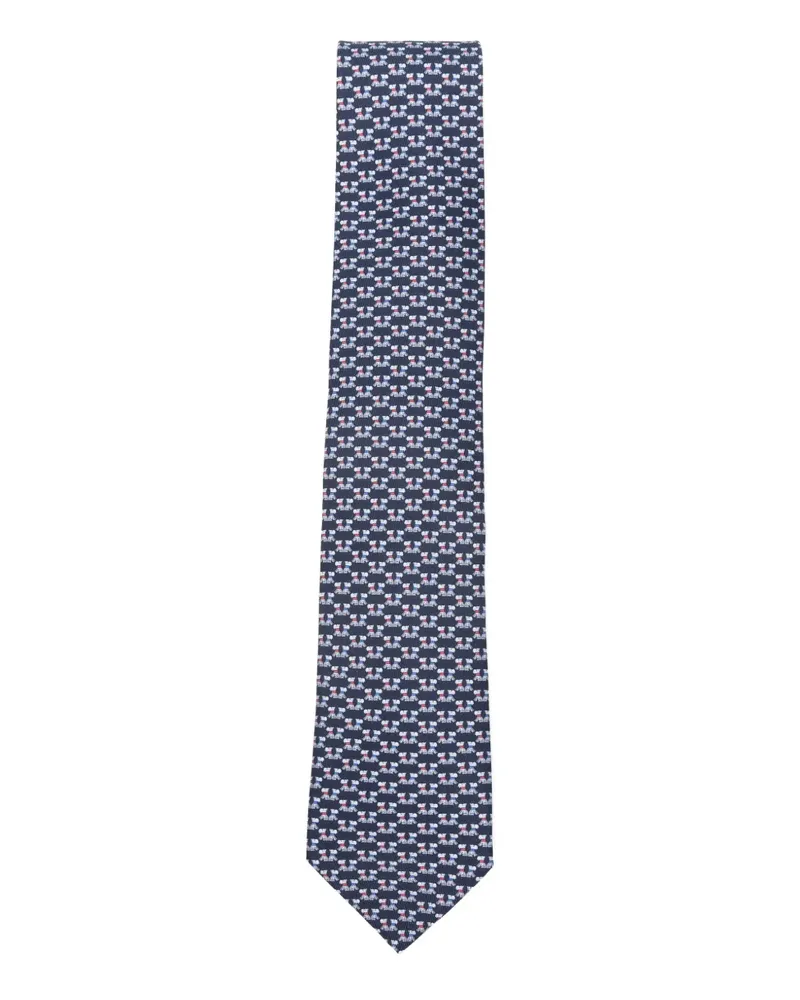 Ferragamo Terrier-print silk tie - Blau Blau