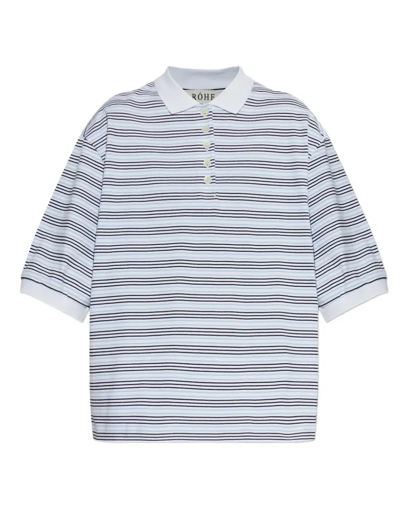 Róhe striped-pattern buttoned polo shirt - Weiß Weiß
