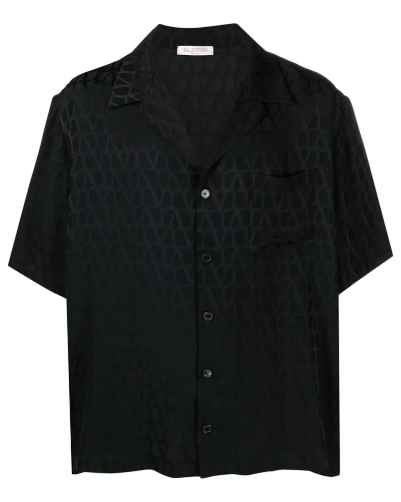 Valentino Garavani Seidenhemd aus VLogo-Jacquard Schwarz
