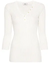 Elisabetta Franchi Gerippter Strickpullover Weiß