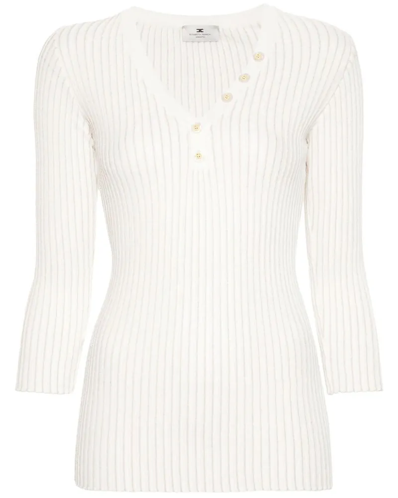 Elisabetta Franchi Gerippter Strickpullover Weiß