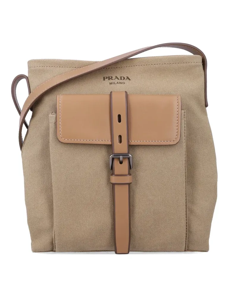 Prada buckle-fastening front-pocket messenger bag - Braun Braun