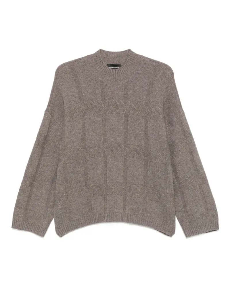 Emporio Armani Karierter Pullover mit Zopfmuster - Grau Grau
