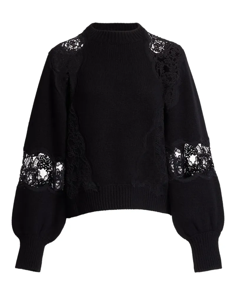 Elie Saab lace-panel sweater - Schwarz Schwarz