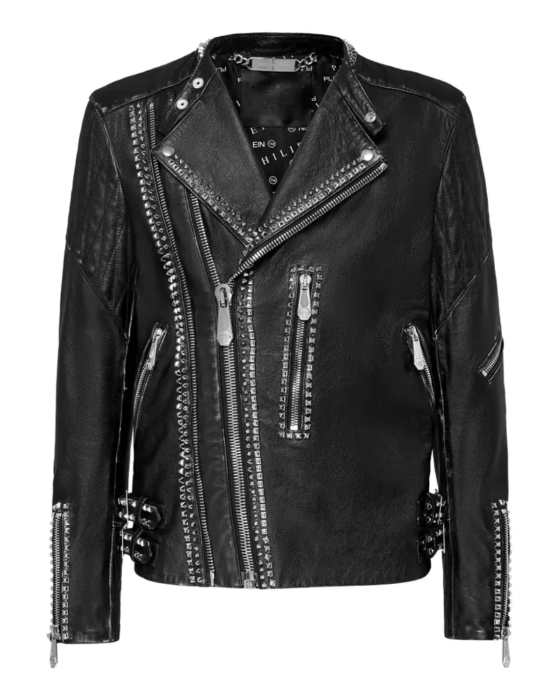Philipp Plein stud-embellished biker jacket - Schwarz Schwarz