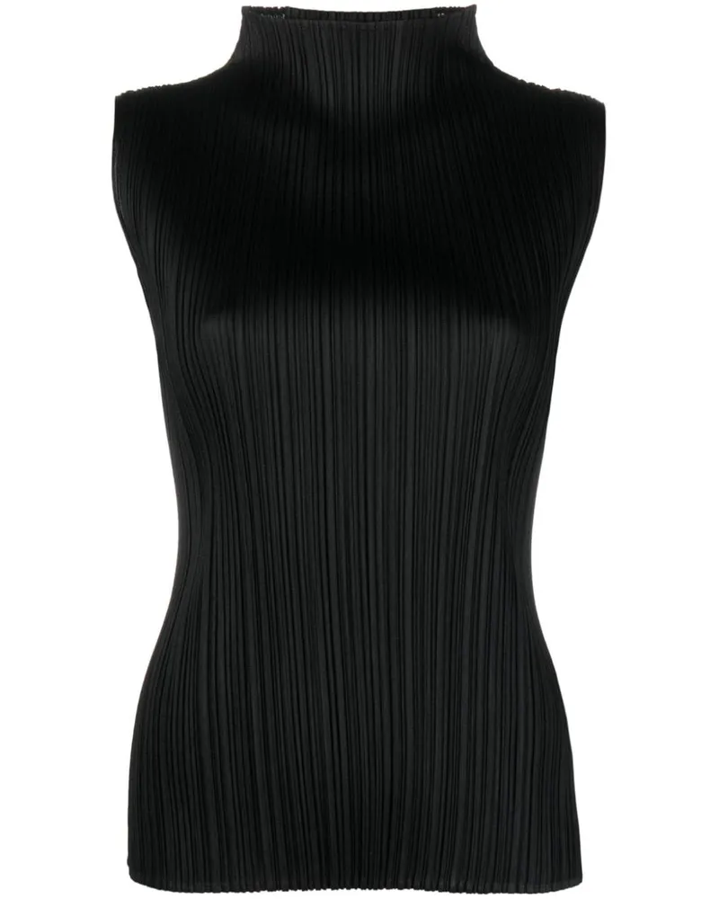 Issey Miyake Plissiertes Top Schwarz