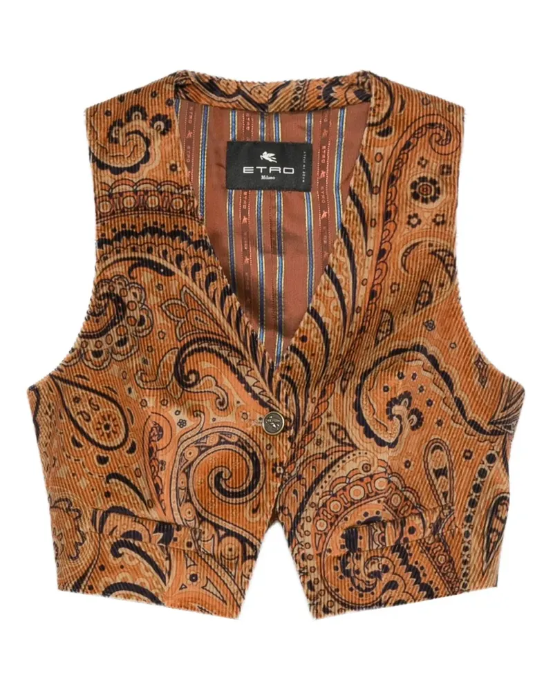 Etro Weste aus Cord mit Paisleymuster - Braun Braun