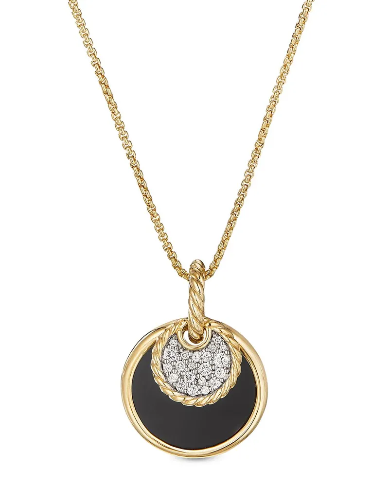 David Yurman 18kt DY Elements Gelbgoldhalskette mit Onyx und Diamanten Gold