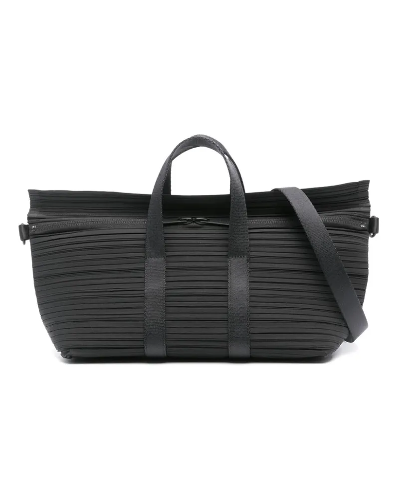 Issey Miyake Pleats Boston Schultertasche Schwarz