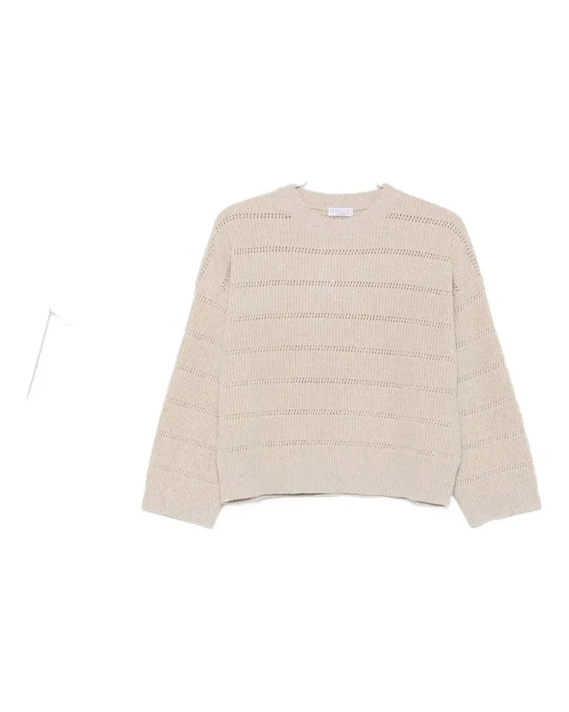 Brunello Cucinelli Gestreifter Pullover - Nude Nude
