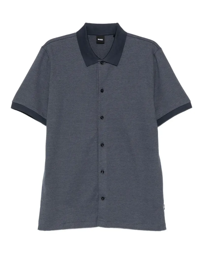 HUGO BOSS button-front pique shirt - Blau Blau