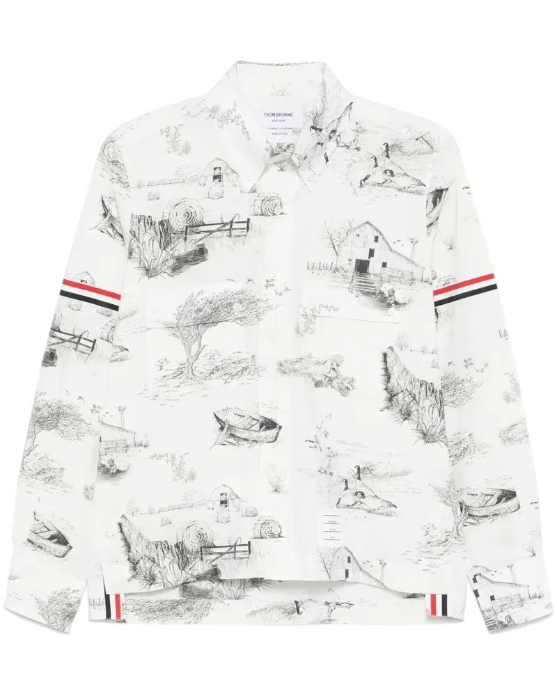 Thom Browne Hemd mit Scenic Toile-Print - Weiß Weiß