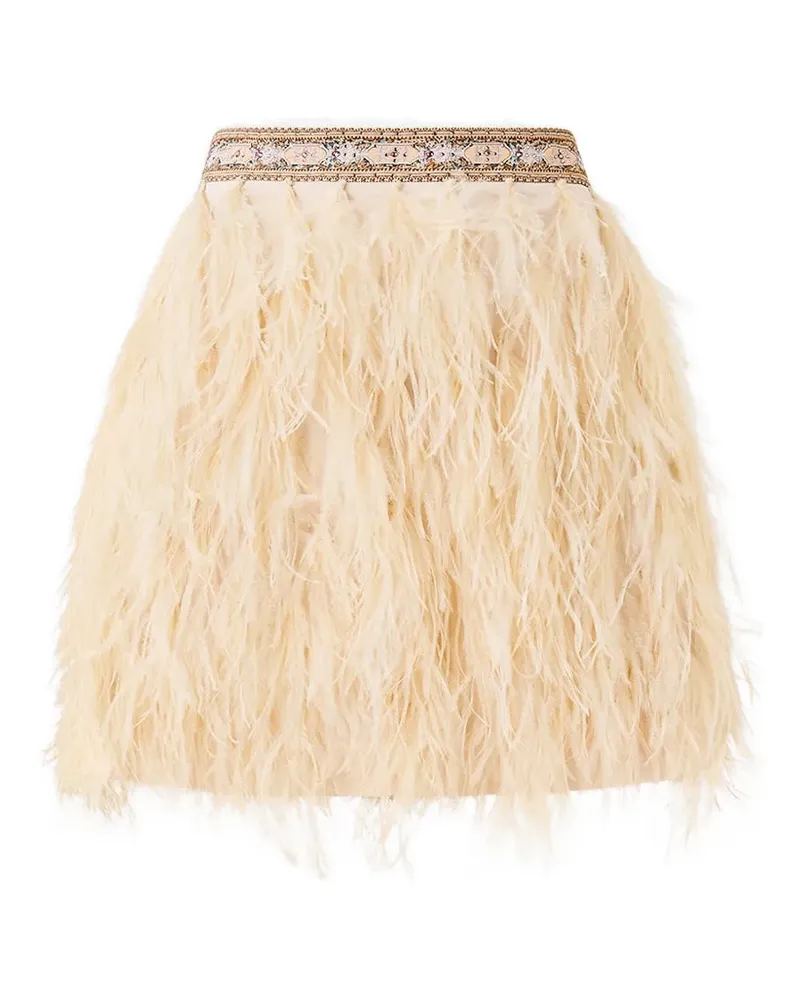 Camilla feather embellished skirt - Nude Nude