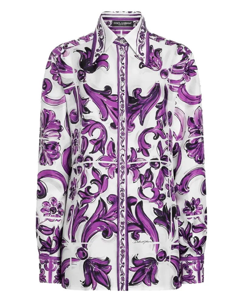 Dolce & Gabbana Seidenhemd mit Majolica-Print - Violett Violett