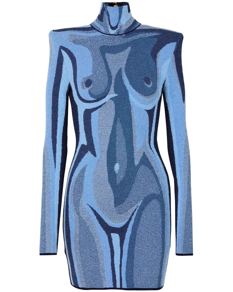 Balmain Gestricktes Minikleid - Blau Blau