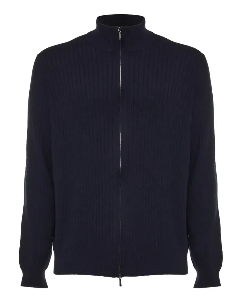 Loro Piana ribbed-knit zip-up cashmere cardigan - Blau Blau