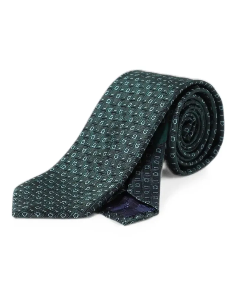 Ferragamo Gancini jacquard tie - Grün Grün