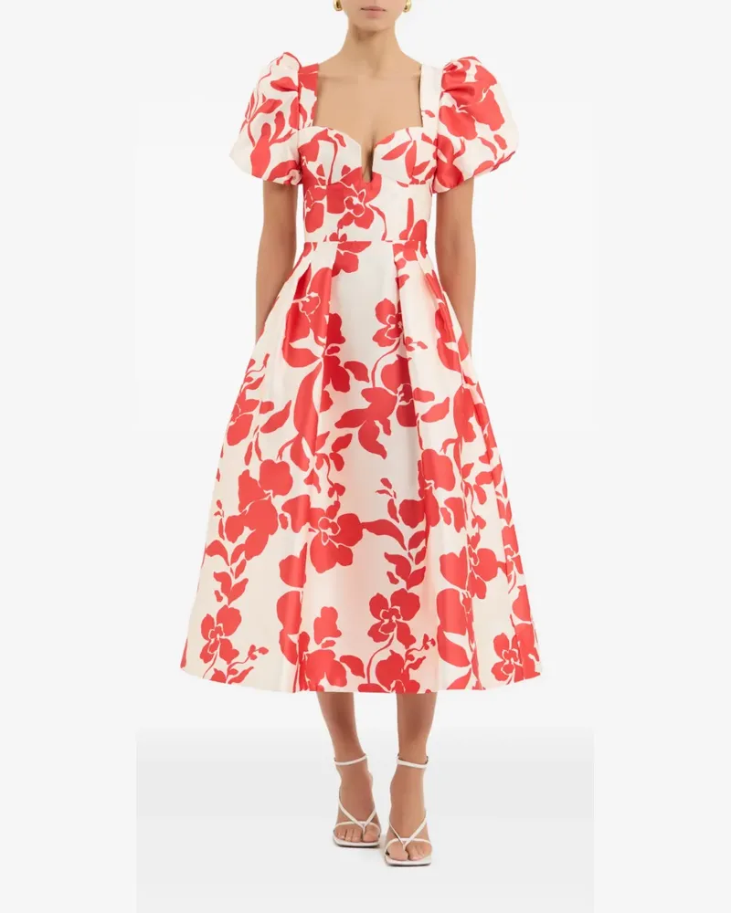 Rebecca Vallance Mayari Midikleid mit Puffärmeln - Nude Nude