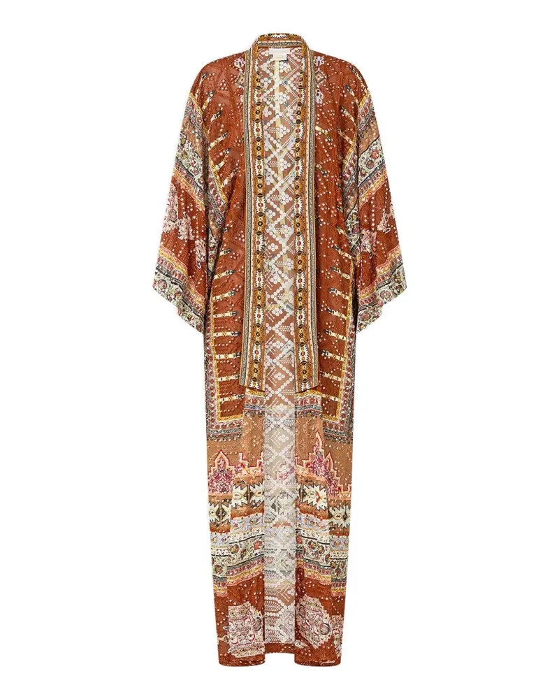 Camilla Kimono mit Print - Braun Braun