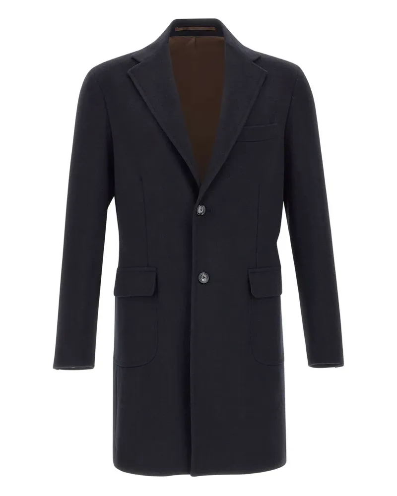 BARBA flap-pocket half-belt coat - Blau Blau