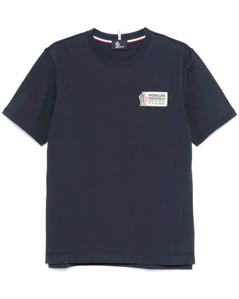 Moncler T-Shirt mit Logo-Patch - Blau Blau
