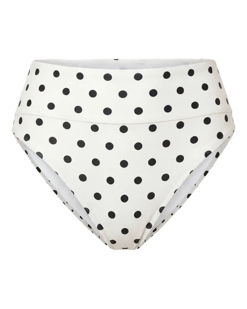 NICHOLAS Nerea high waist bikini bottoms - ivory black polka dot - Weiß Weiß
