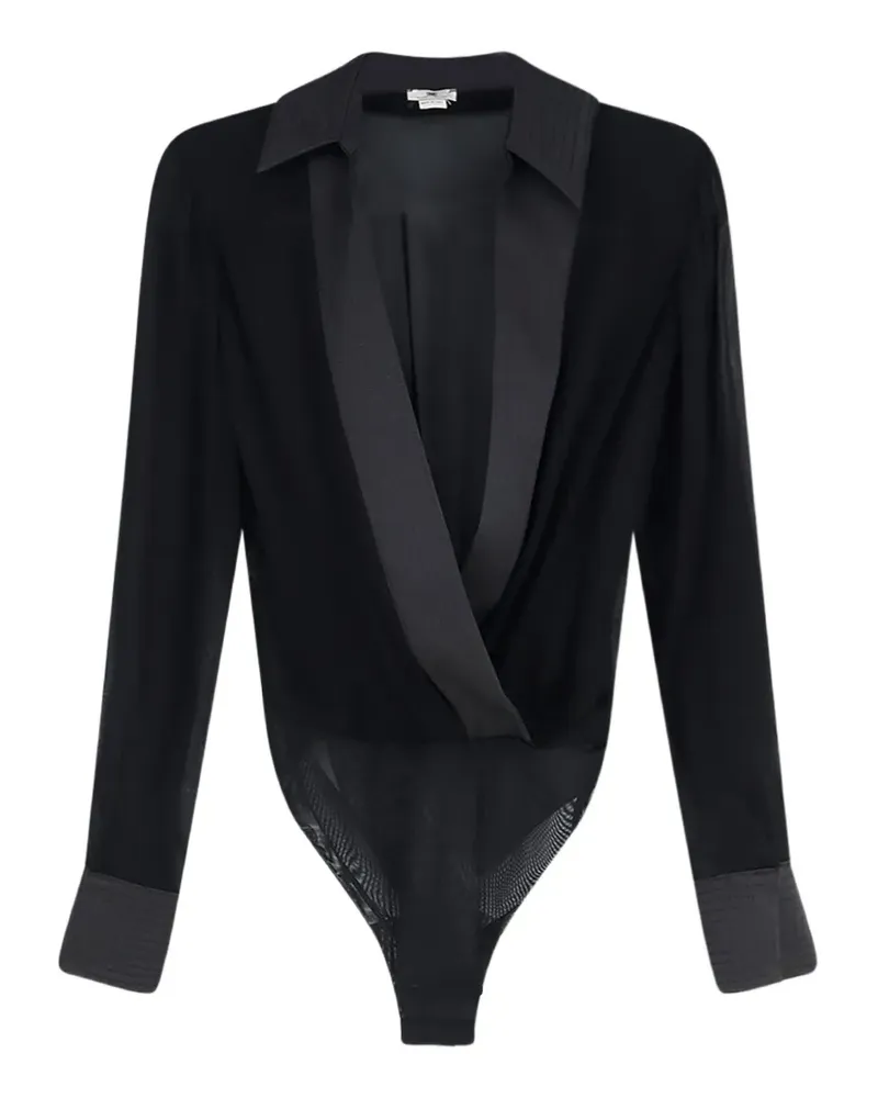 Elisabetta Franchi wrap-style long-sleeved bodysuit - Schwarz Schwarz