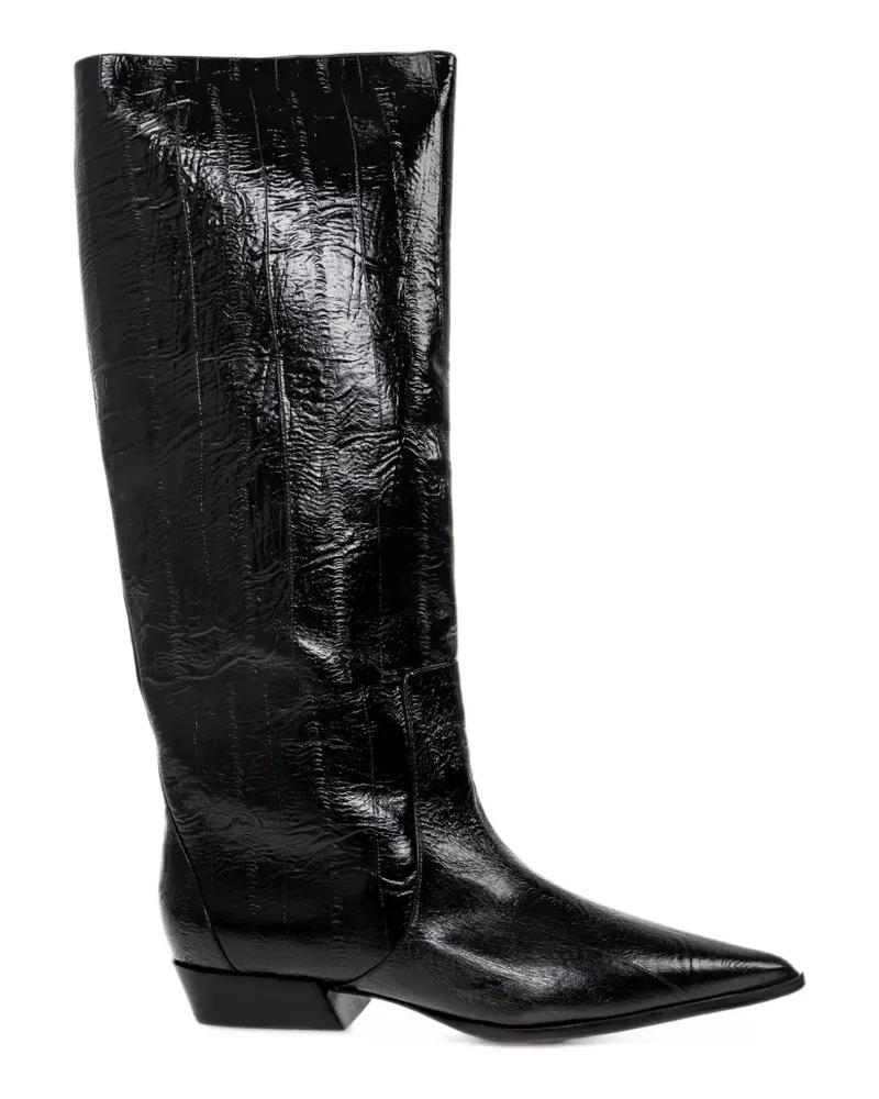BLACK SUEDE STUDIO Aero Stiefel mit Kroko-Optik 115mm - Schwarz Schwarz