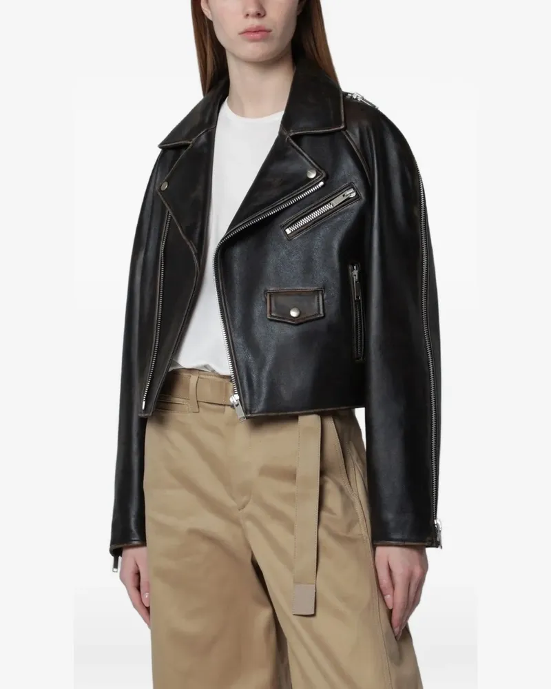 HALFBOY Cropped-Jacke mit Rundhalsausschnitt - Braun Braun