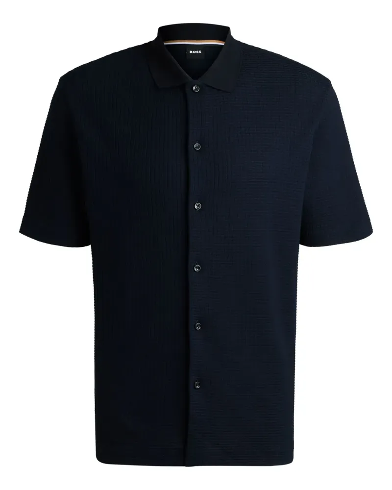 HUGO BOSS Hemd mit Waffelstrick-Muster - Blau Blau