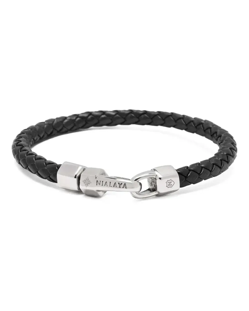 Nialaya braided leather bracelet - Schwarz Schwarz