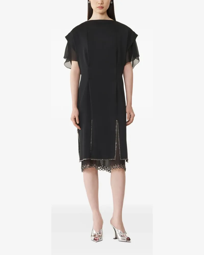 Lanvin Kleid mit Ripsband und Ösenstickerei - Schwarz Schwarz