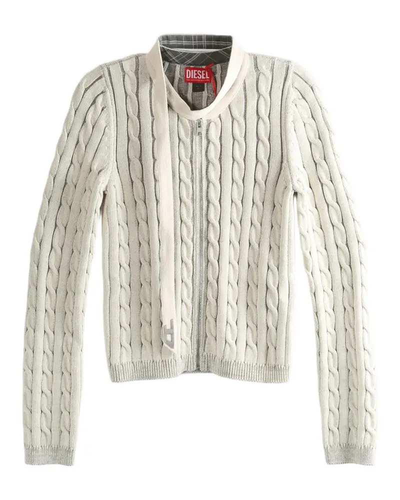 Diesel cable-knit zip cardigan - Nude Nude