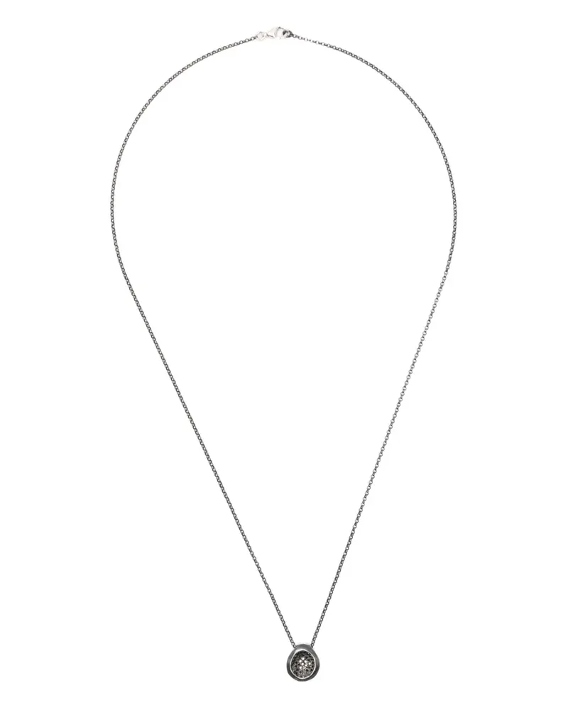 Rosa Maria Sterlingsilber-Halskette mit Diamanten mit rundem Anhänger Silber