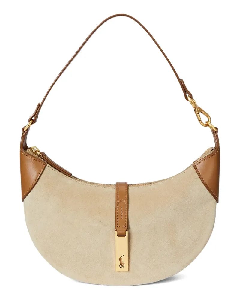 Ralph Lauren Polo ID Crescent Schultertasche aus Wildleder - Nude Nude